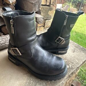 Milwaukee Black Afterburner Zip Motorcycle Leather Boots Sz-9.5. T